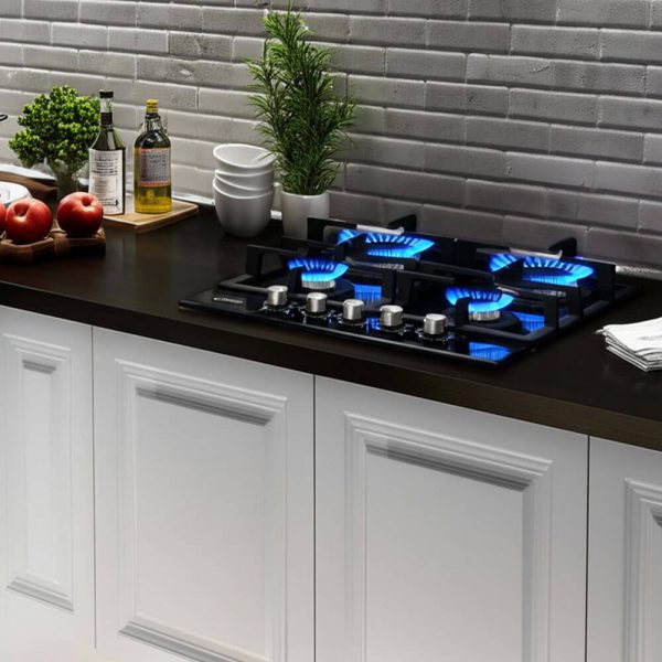 encimera de cocina a gas glp y gn de 4 hornillas modelo trevi 60 marca klimatic
