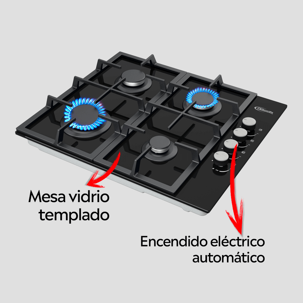 Encimera a gas 4 hornillas o cocina empotrable para gas glp y gn mitte marca klimatic