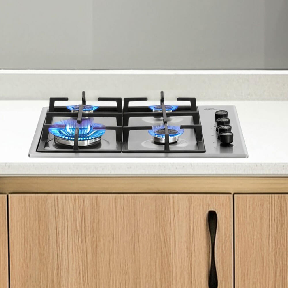 cimera a gas 4 hornillas o cocina empotrable para gas glp y gn modelo cekt600-pro marca klimatic