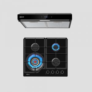 Combo klimatic encimera a Gas 4 Hornillas vulcano 4 + Campana de Cocina 60cm amsterdam