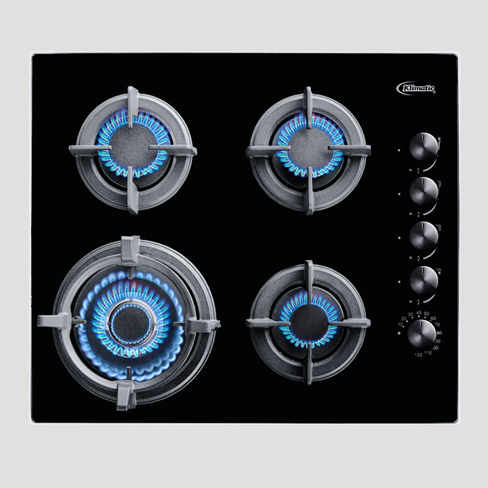 encimera de cocina a gas glp y gn de 4 hornillas modelo gia x 59cm marca klimatic