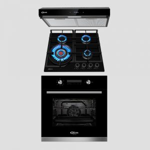 tricombo klimatic encimera a Gas 4 Hornillas vulcano 4 + campana de Cocina amsterdam + horno a gas bonn