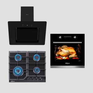 tricombo klimatic encimera a Gas 4 Hornillas alessia + campana de Cocina modelo aria + horno a gas bonn