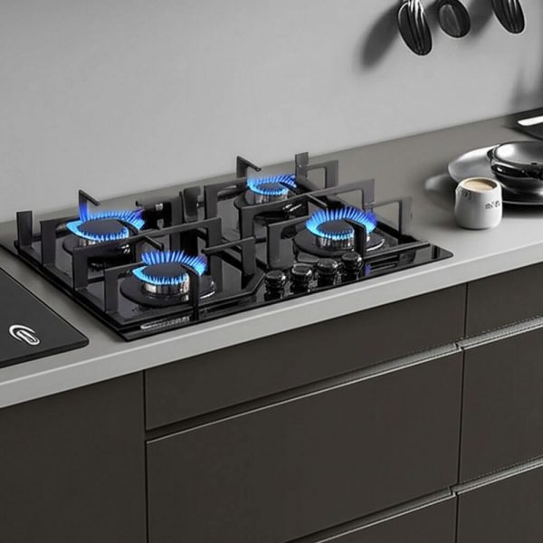 encimera de cocina a gas glp y gn de 4 hornillas modelo alessia 59cm marca klimatic