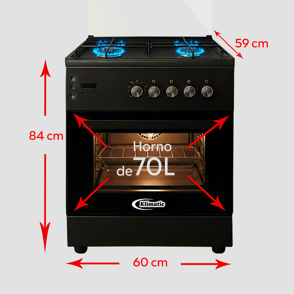cocina de pie a gas 4 hornillas con horno modelo bayern marca klimatic
