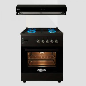 combo klimatic, cocina a gas 4 hornillas modelo bayerm + campana de cocina marken