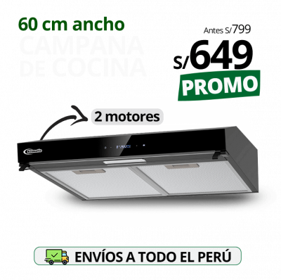campana de cocina o campana extractora 60cm ancho modelo amsterdam marca klimatic