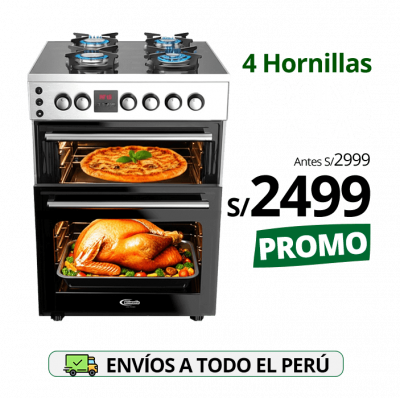 cocina de pie a gas 4 hornillas con horno modelo vitale-e pro marca klimatic
