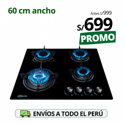 Encimera a gas 4 hornillas o cocina empotrable para gas glp y gn modelo nina marca klimatic