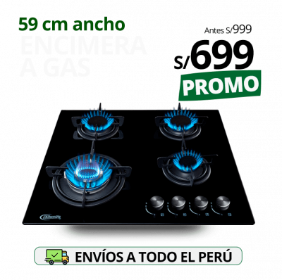 Encimera a gas 4 hornillas o cocina empotrable para gas glp y gn modelo nina marca klimatic
