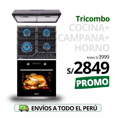 tricombo klimatic encimera a Gas 4 Hornillas alessia + campana de Cocina modelo ck601ne + horno a gas bonn