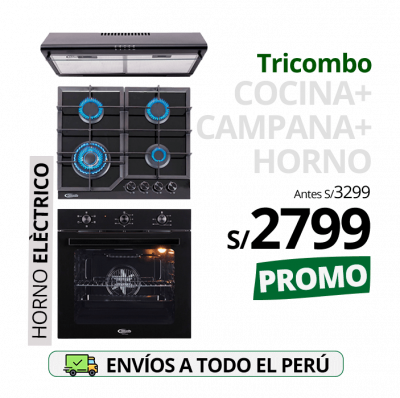 tricombo klimatic encimera a Gas 4 Hornillas alessia + campana de Cocina modelo ck601ne + horno eléctrico empotrable essen